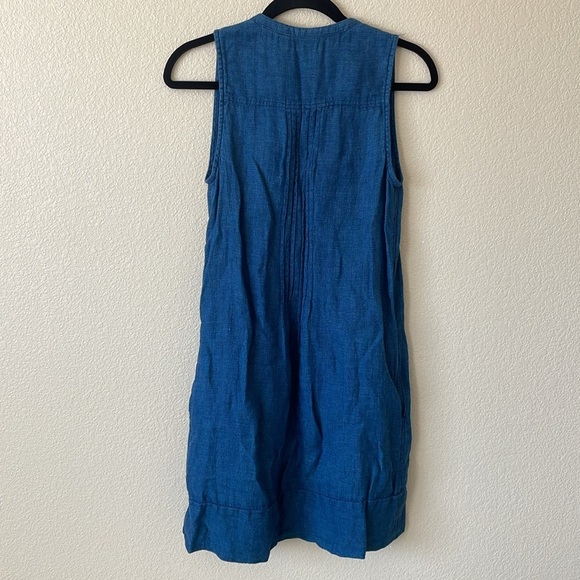 Faherty Isha Linen Shirt Dress XS Indigo Lagenlook Beachy Minimalist Boho Dress - Picture 12 of 15
